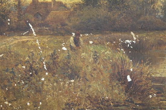 Alfred Augustus Glendening (1840-1910), oil on canvas, initialled AAG and dated 89, 20 x 45cm